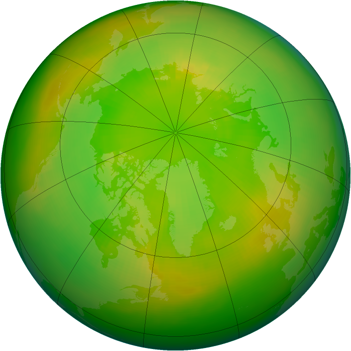 Arctic ozone map for June 1991